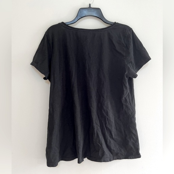 Eileen Fisher 100% Cotton Black Scoop Neck Short Sleeved T-Shirt, size L - Picture 2 of 6
